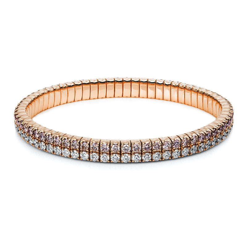 Bracelet with 4 prongs, 18 kt rose gold, flexible band, variable