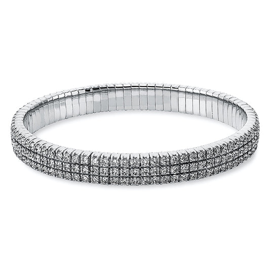 Bracelet 4 prongs 18 kt white gold, flex band