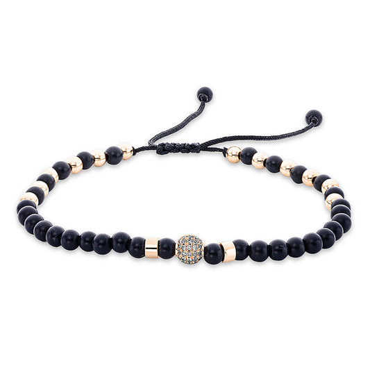 Armband 18 kt RG, black cord