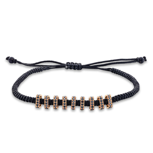 Armband 18 kt RG, black cord strap