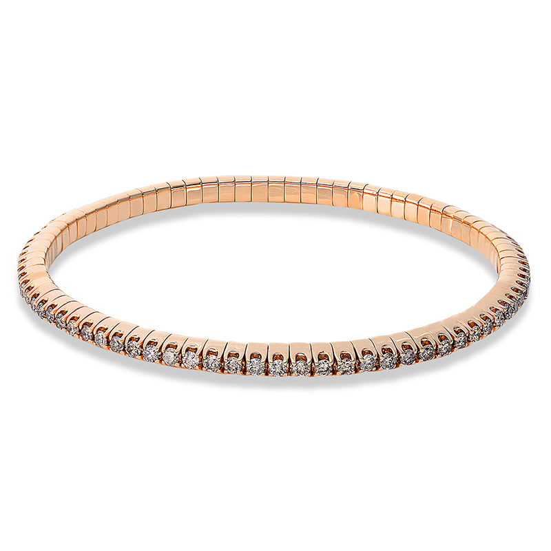 Bracelet with 4 prongs, 18 kt rose gold, flexible band, variable