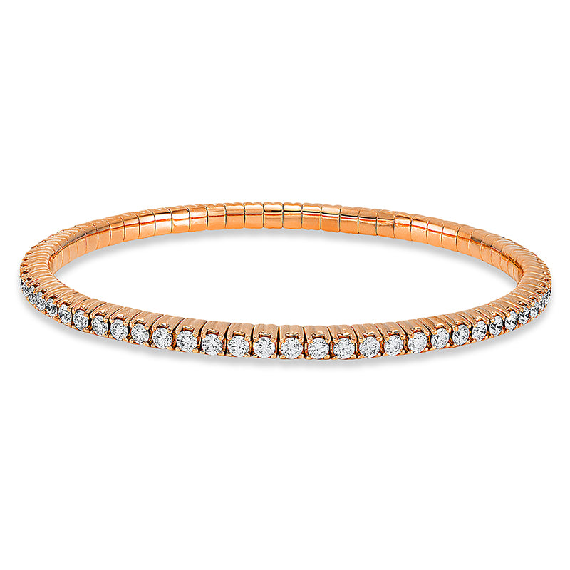 Bracelet with 4 prongs, 18 kt rose gold, flexible band, variable