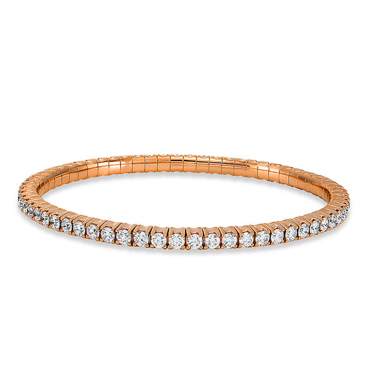 Bracelet with 4 prongs, 18 kt rose gold, flexible band, variable