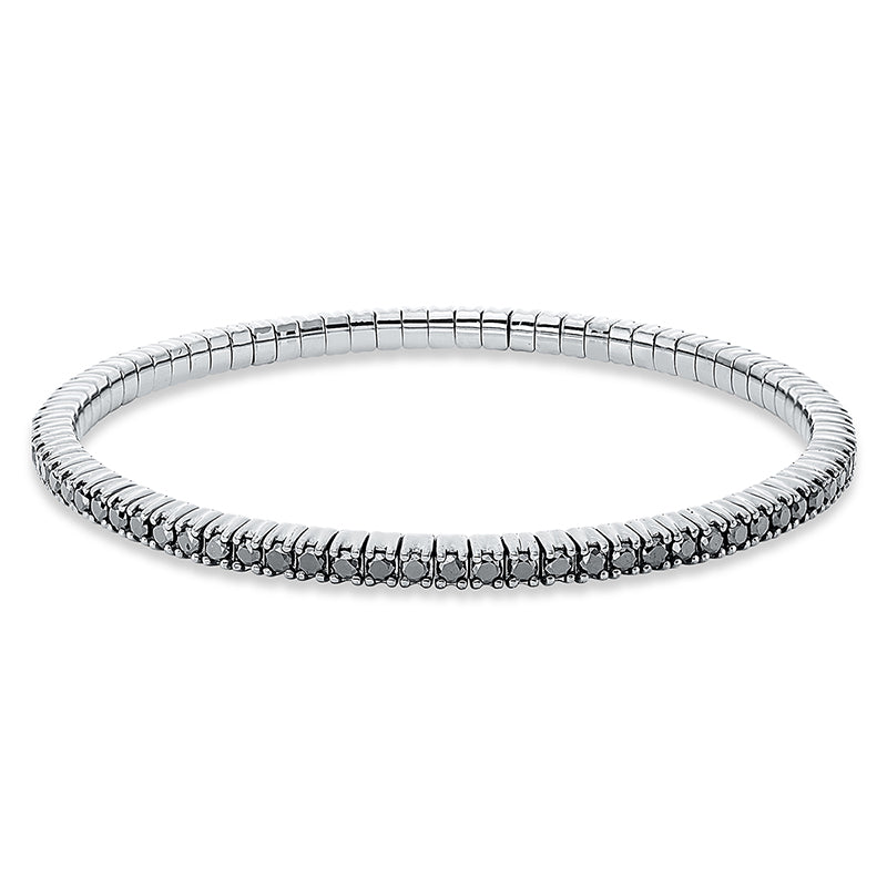 Bracelet 4 prongs 18 kt white gold, flex band, variable