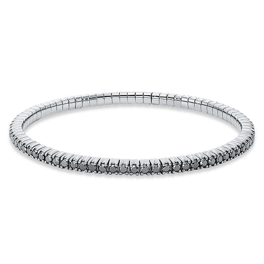 Bracelet 4 prongs 18 kt white gold, flex band, variable