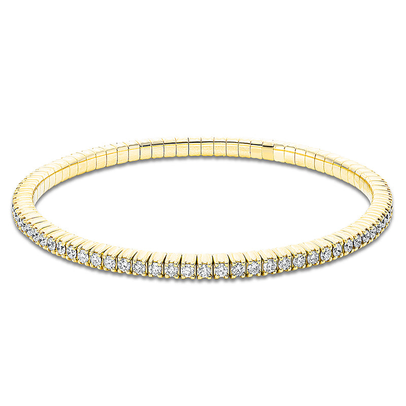 Bracelet with 4 prongs, 18 kt gold, flexible band, variable