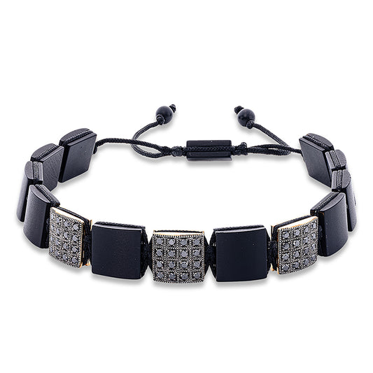 Armband 18 kt RG, Fassung teils schwarz rhodinie