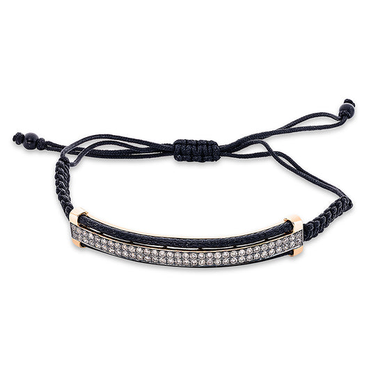 Armband 18 kt RG, black cord starp