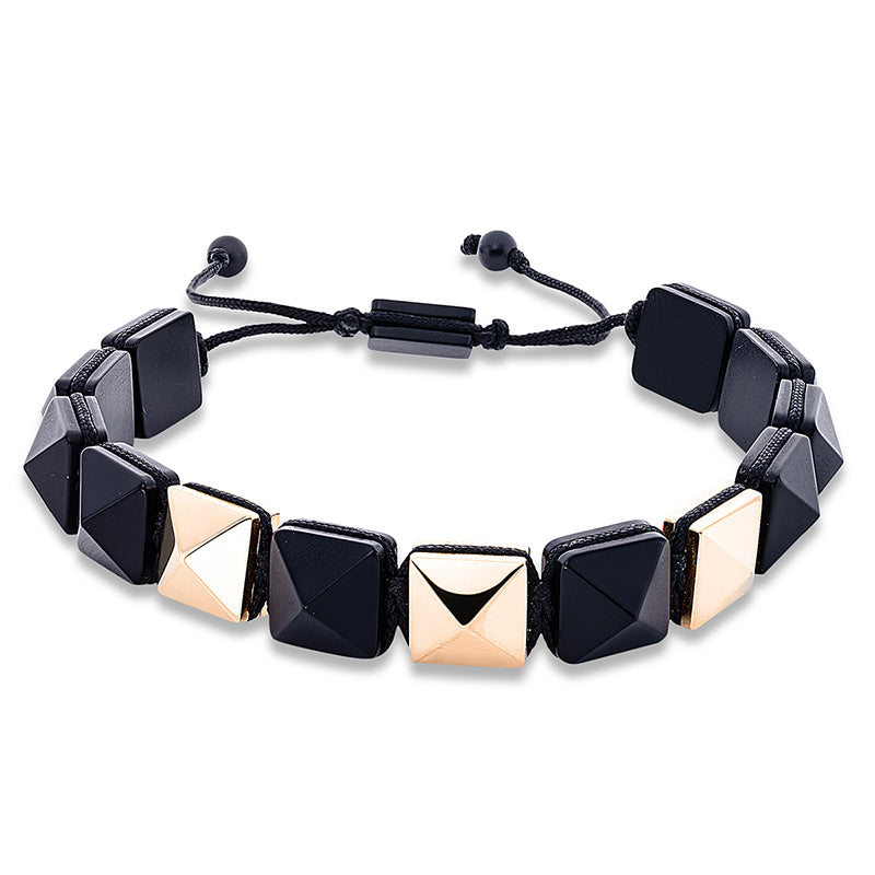 Bracelet 18 kt rose gold, black cord strap