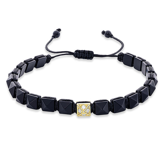 Armband 18 kt GG, black cord strap